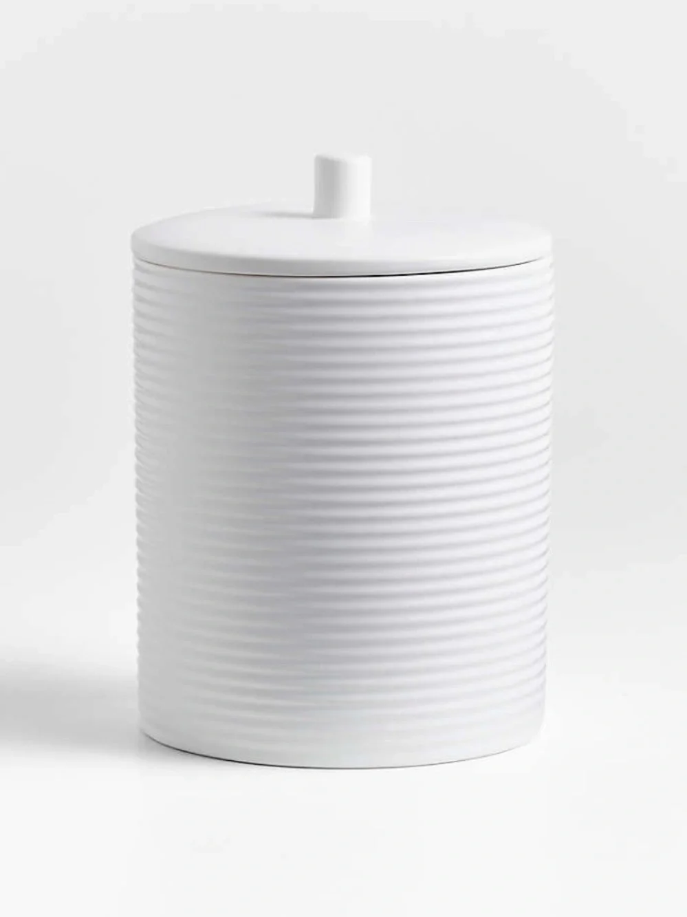New! Crate&Barrel White Ribbed Ceramic Storage Jar with Lid size Medium